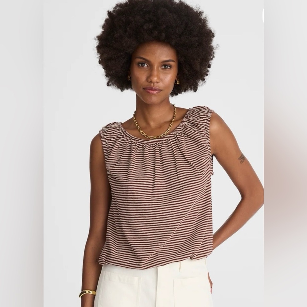 NWT Madewell Stripe Bubble Tee Size Small 🤎🤎🤎